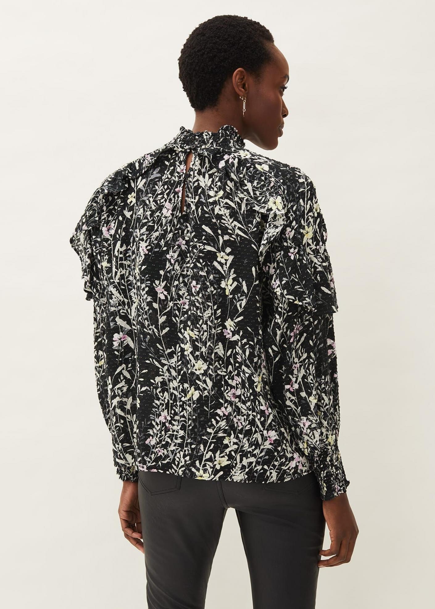 Shirts & Blouses | Daphne Floral Frill Blouse Black - Phase Eight Womens –  Maredelletna